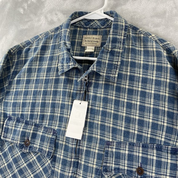 RRL Ralph Lauren Jacket men's XL Double RL Indigo Checked Linen-Cotton Full Zip - Picture 2 of 16